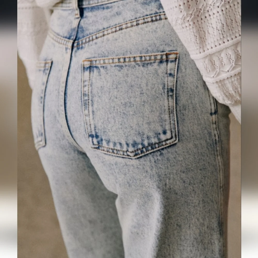 Sézane Le Crop Blue Edge Jeans | French Girl Style I VGUC, size 36 4US - Picture 3 of 13